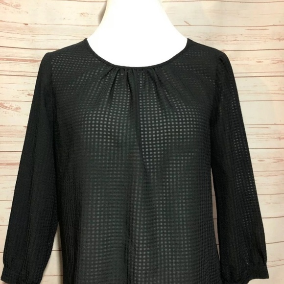 J‎ Crew Black Textured Grid Top | XS - Picture 3 of 5